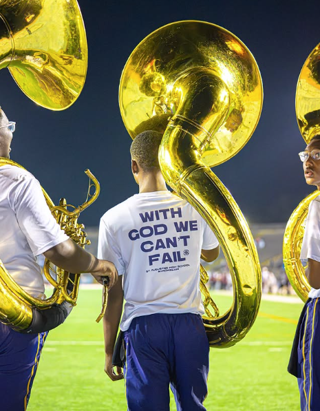 Marching 100 sousaphone musicians